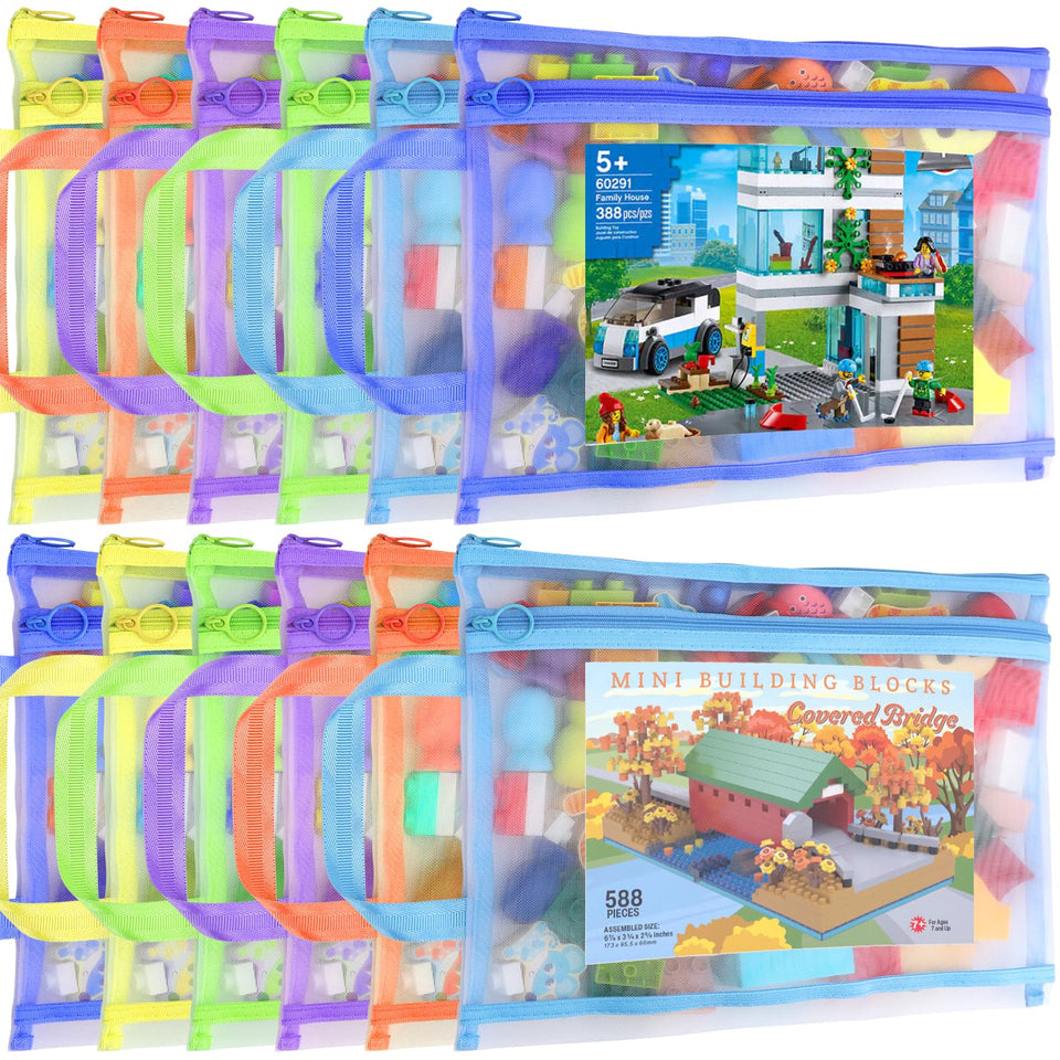 YOPCDJ 12-pack mesh zipper pouches set for organized classroom storage.