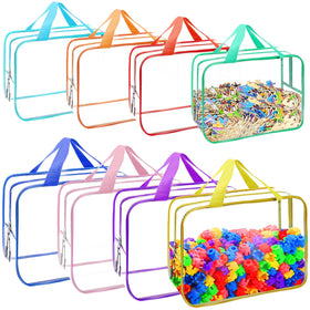 YOPCDJ 8-pack clear toy bags in vibrant colors for organized storage