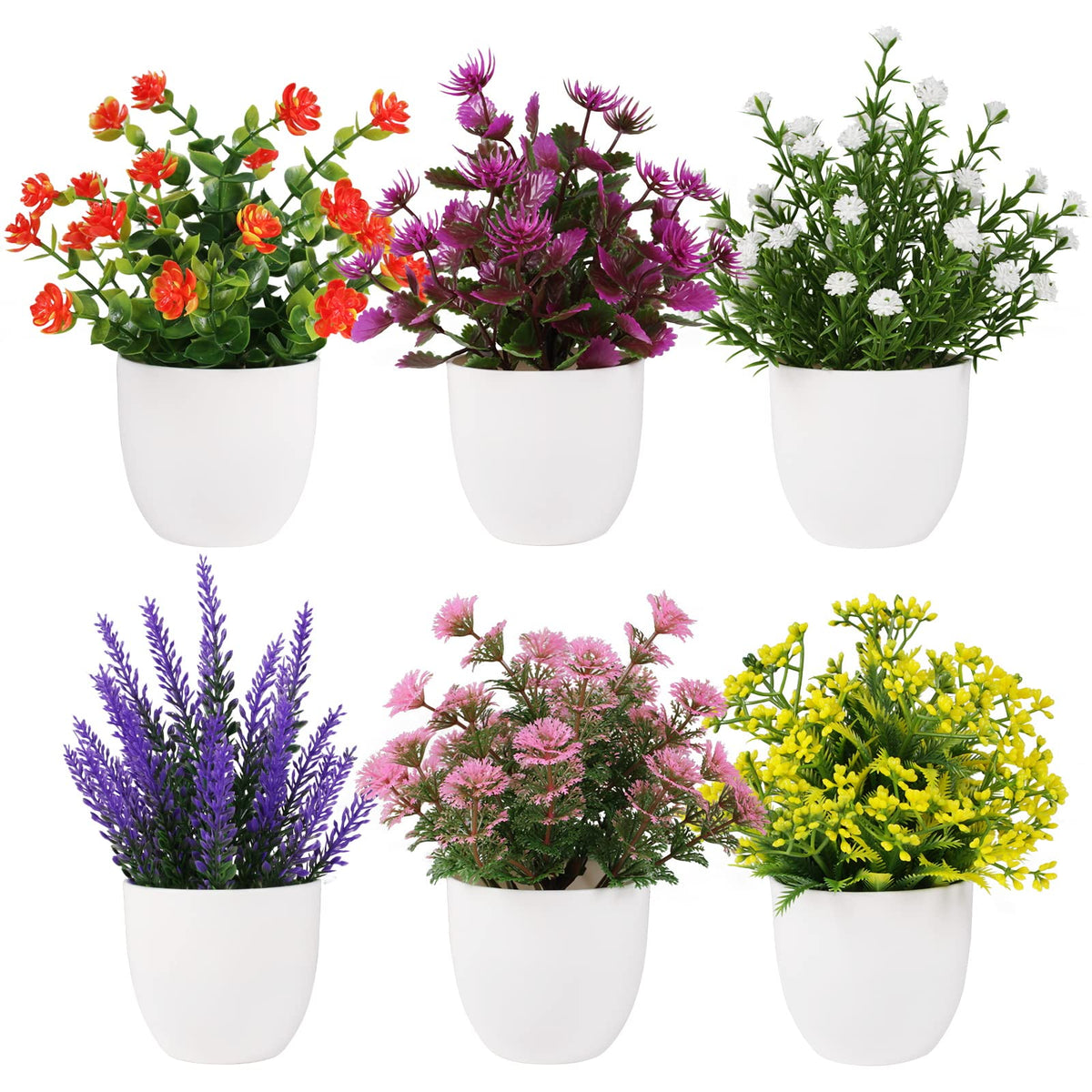 Yoratee artificial small plant set in a 6-pack displayed for decor and easy upkeep
