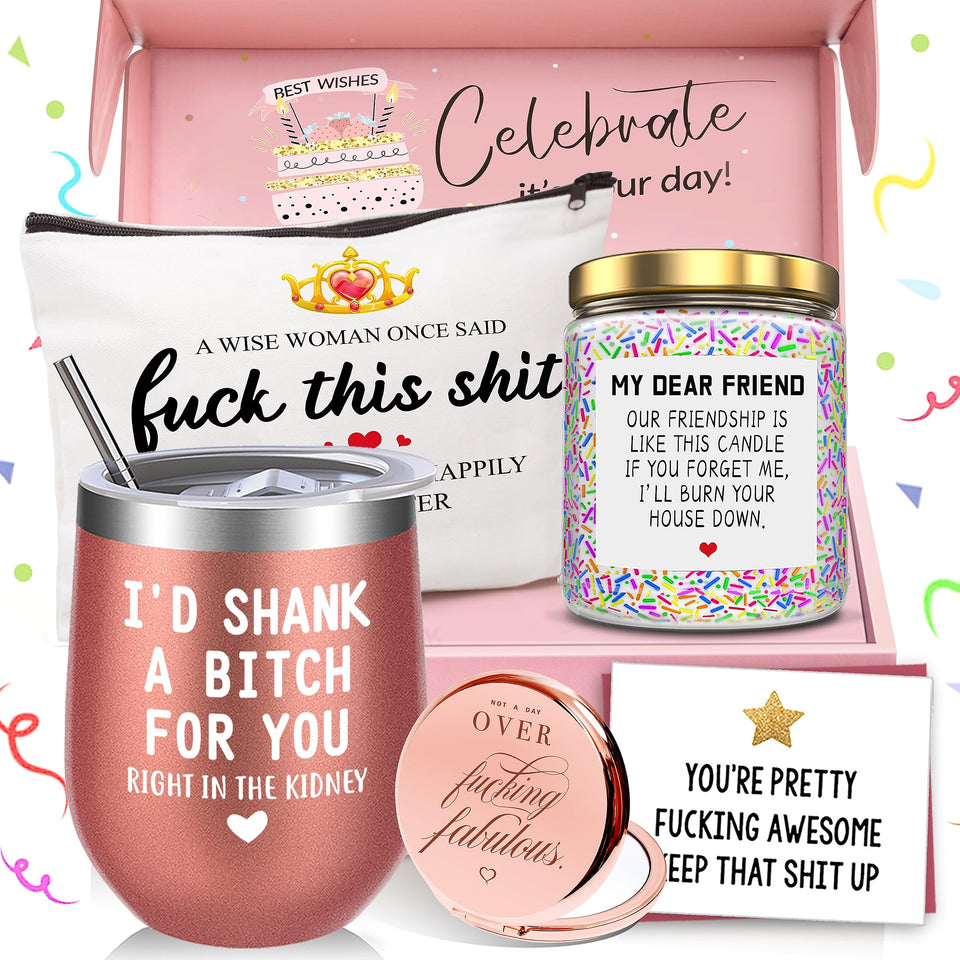 Yorktend birthday gift basket with tumbler, perfect for celebrations