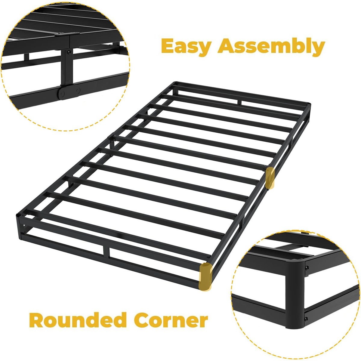 YORMDMO 5-Inch Twin Box Spring 3000 lbs capacity supports heavy mattresses.