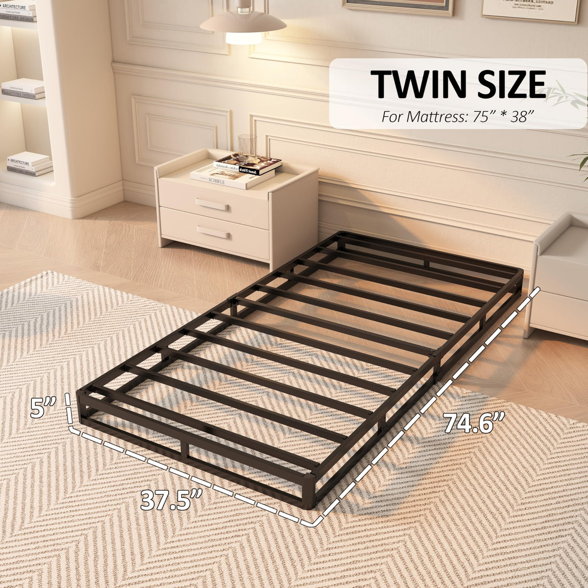 YORMDMO 5-Inch Twin Box Spring with cleanable cover for easy maintenance.