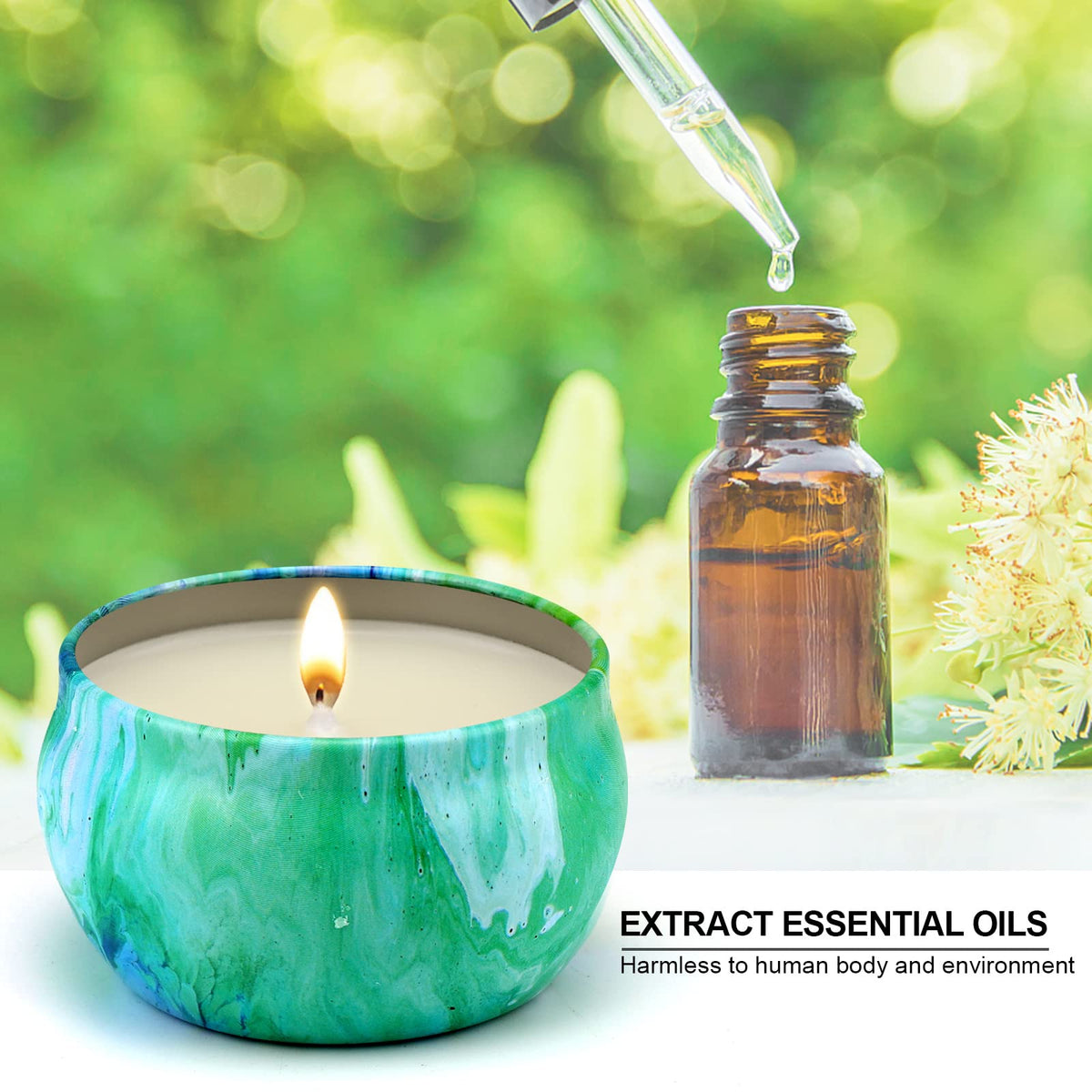 YOROXRG peppermint scented candle in a tin jar to stimulate focus and clarity.