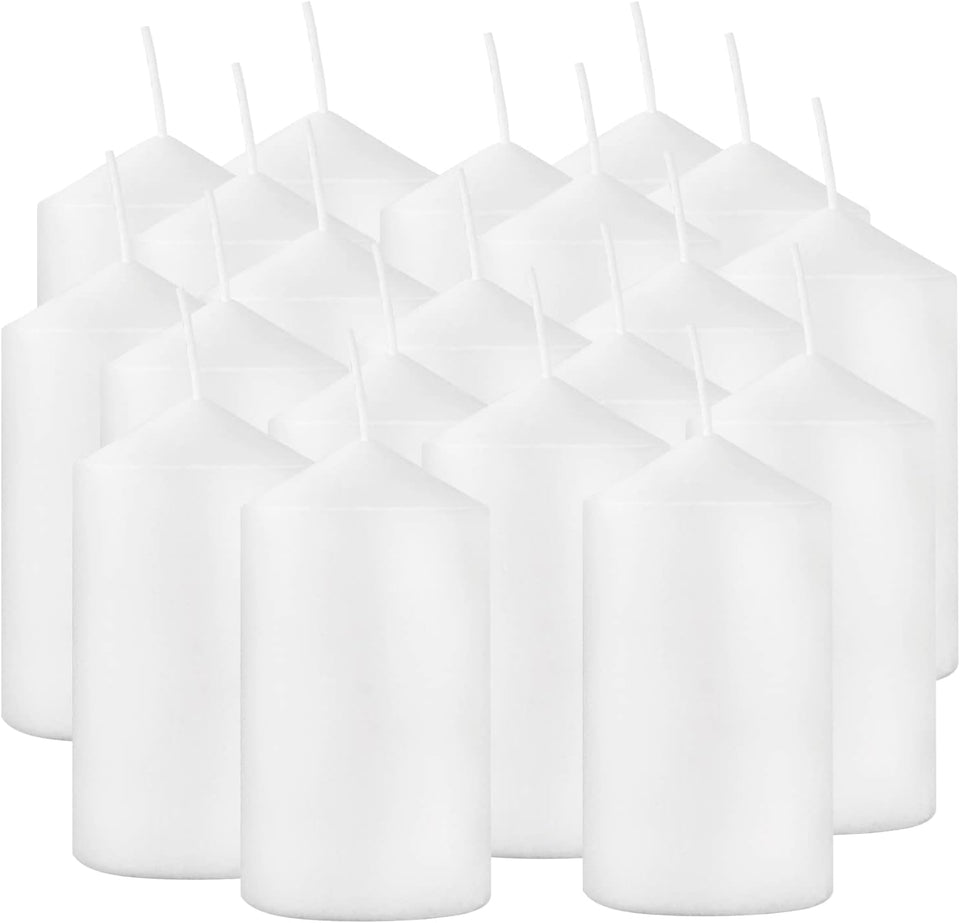 YOROXRG 2x4 white pillar candles for long wedding centerpieces.