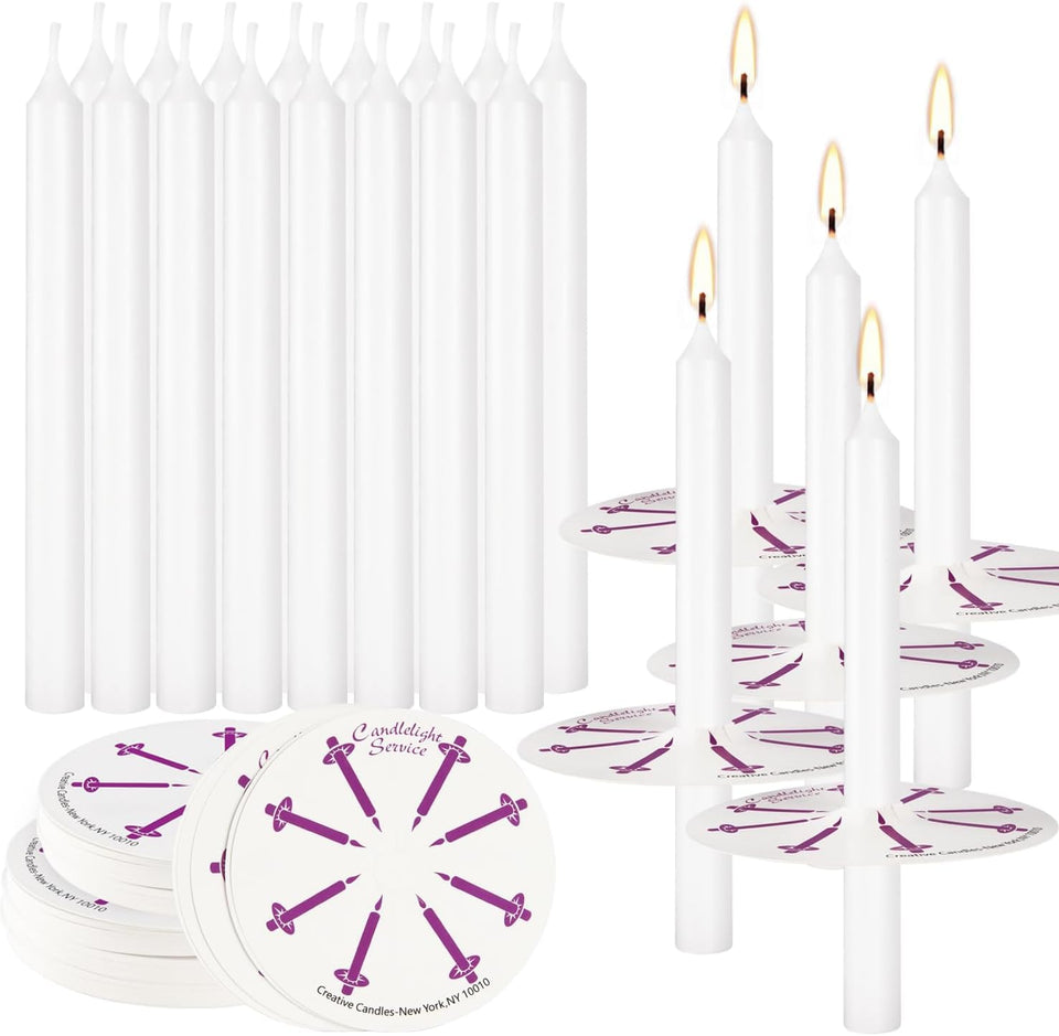 YOROXRG church candles with drip protectors offer a clean, spill-free burn for services