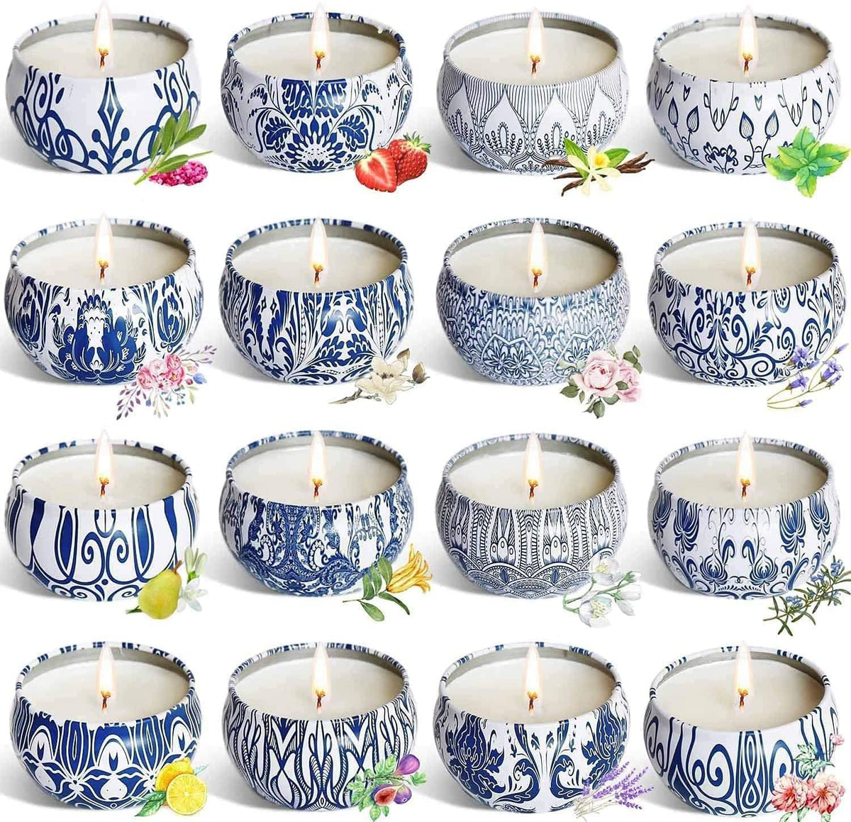 YOROXRG 16-pack travel tin candles for cozy home ambiance