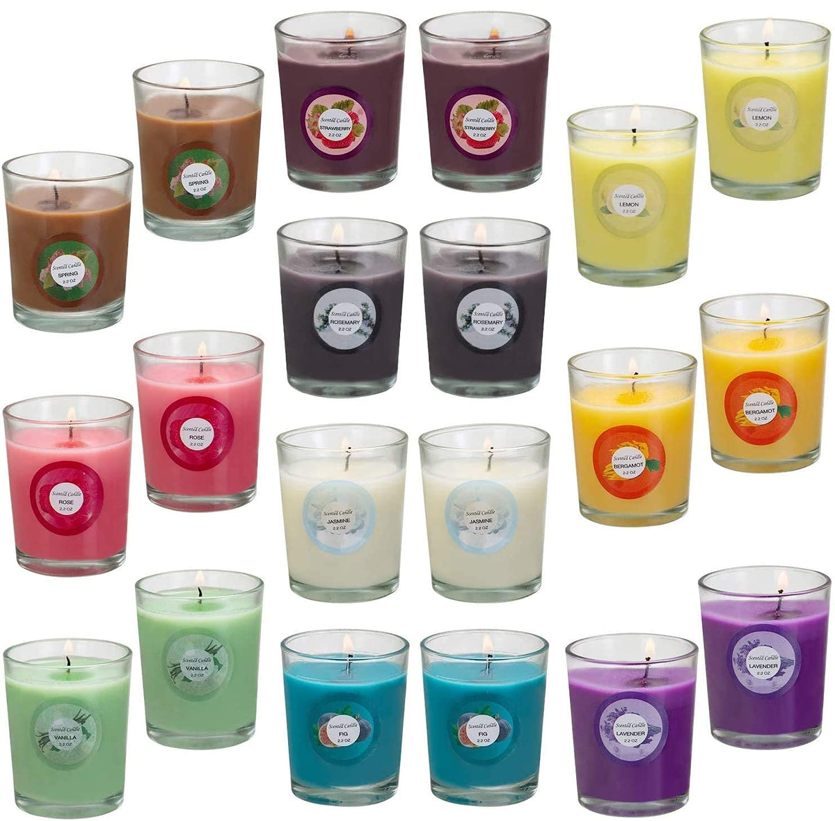YOROXRG 20-pack scented candles in glass jars for cozy home ambiance