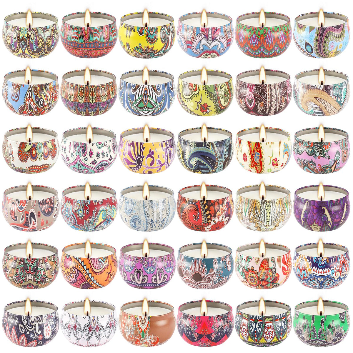 YOROXRG 36-pack scented candles in travel tins for cozy home ambiance