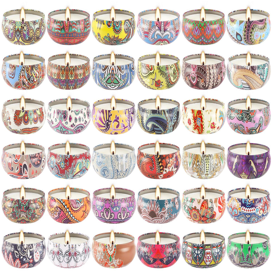 YOROXRG 36-pack scented candles in travel tins for cozy home ambiance