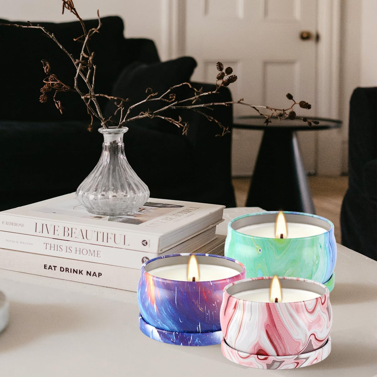 YOROXRG Vanilla & Cherry Blossom jar setup, creates a warm mood.