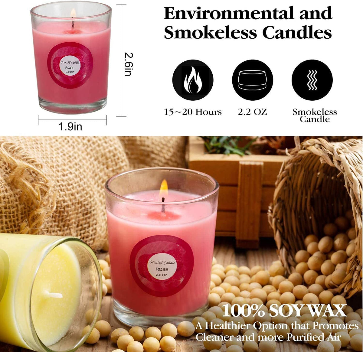 Wick close-up on a YOROXRG candle for clean burn