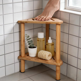 Yoshiky shower foot rest top view with ergonomic surface for leg grooming