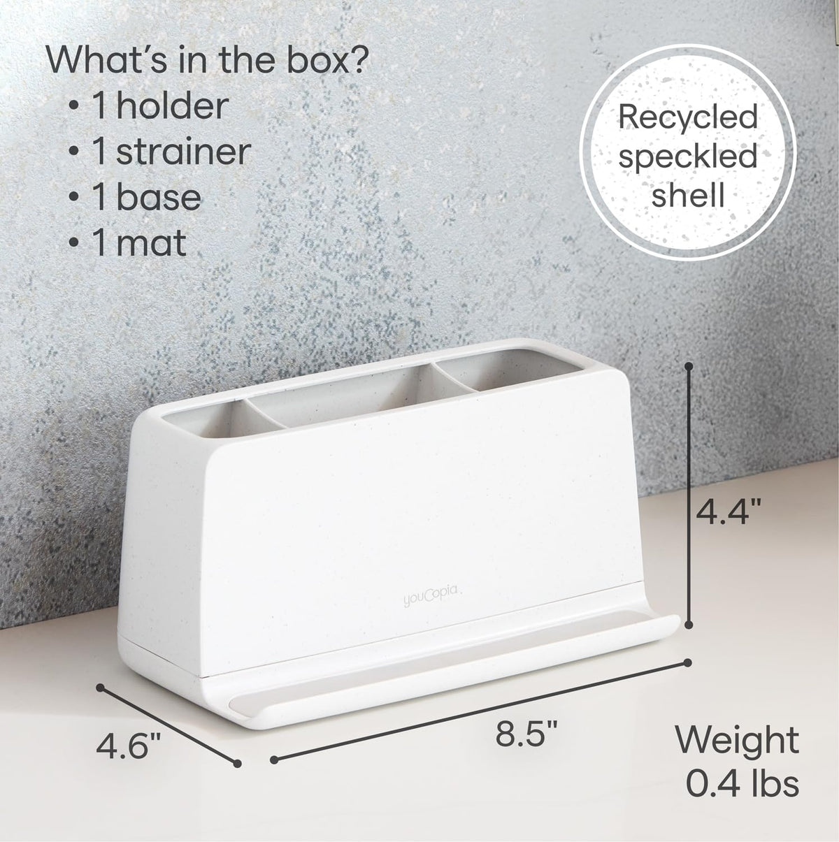 YouCopia The Ledge protective finish resists grime buildup on the surface.