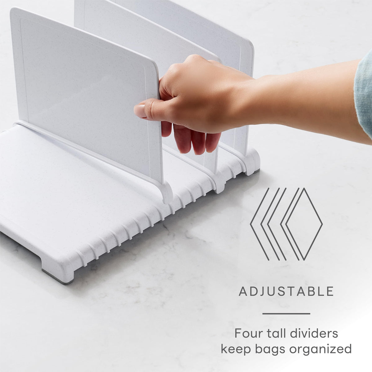 YouCopia StoraBag adjustable dividers create custom compartments for 20+ bags.
