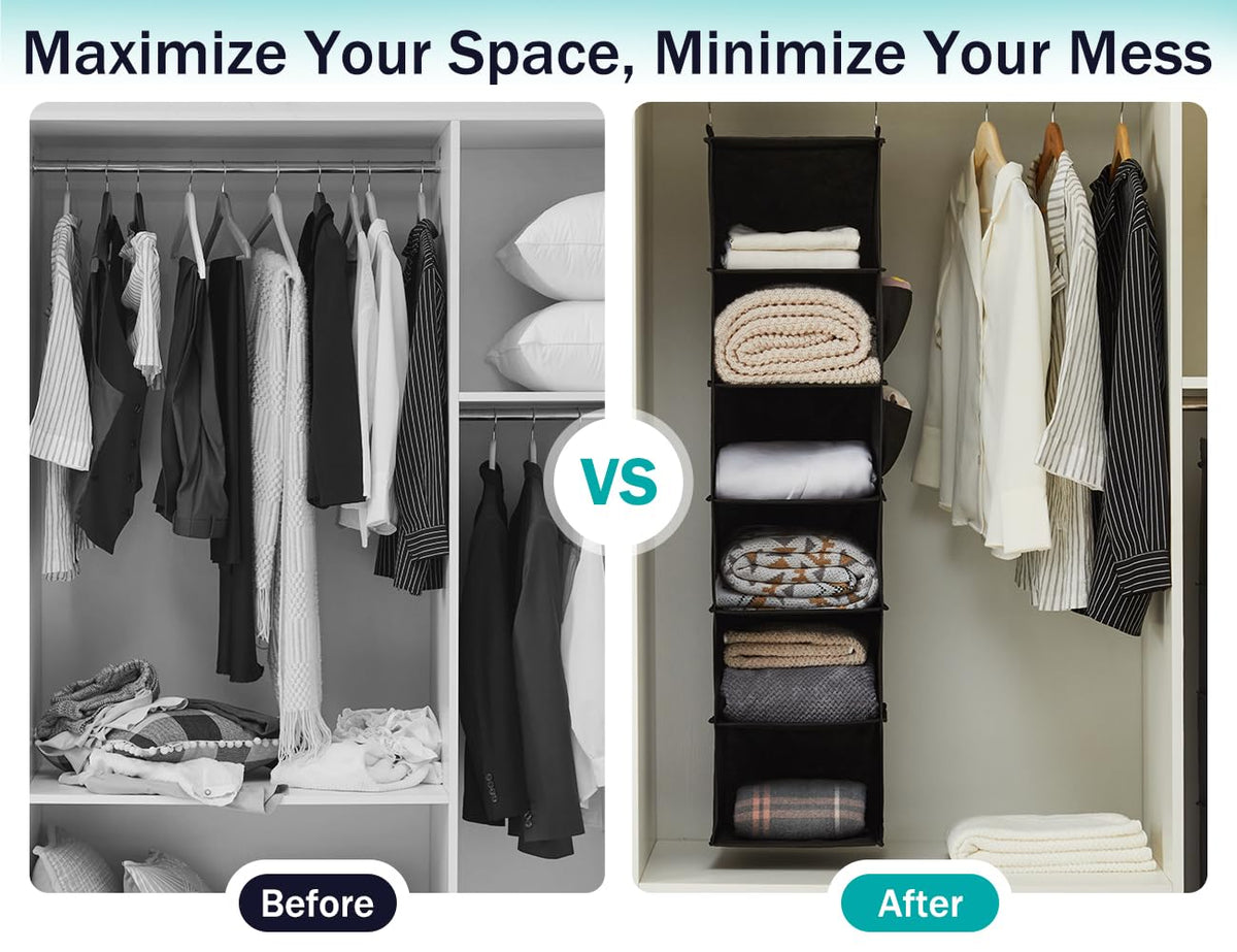 YOUDENOVA bamboo inserts reinforce shelves for stable storage.
