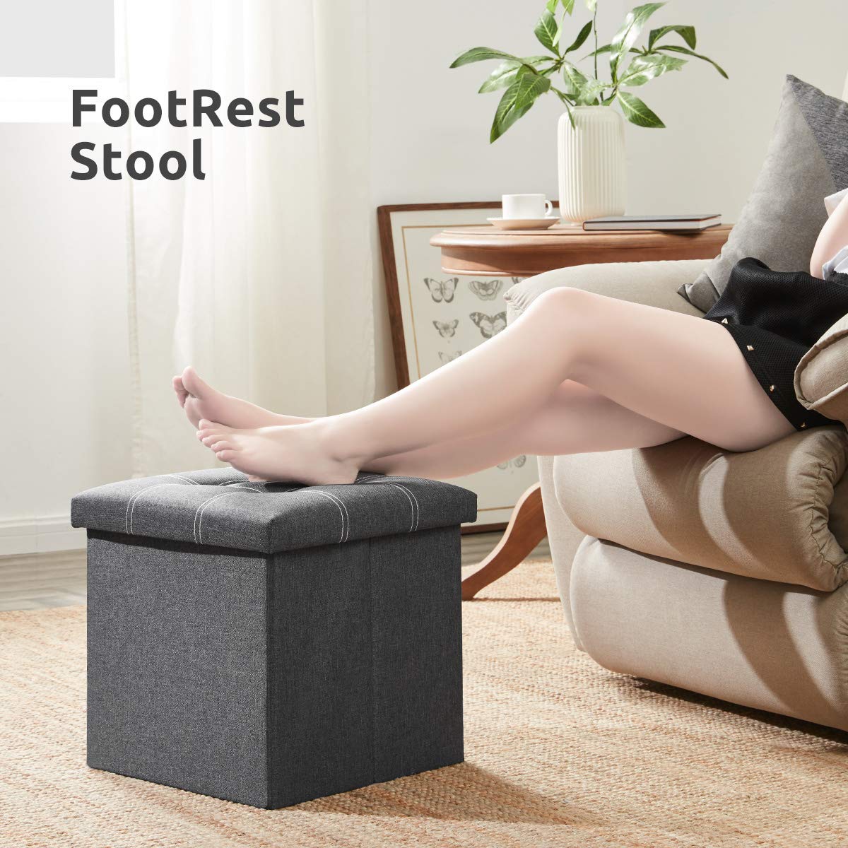 YOUDENOVA multi-use ottoman fits living room, bedroom, or entryway.