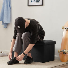 YOUDENOVA folded ottoman compact for easy behind-door storage.