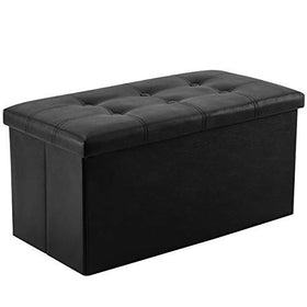 YOUDENOVA folding storage ottoman closed lid with hidden 23-gallon capacity.