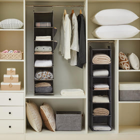 Two-pack YOUDENOVA closet organizer increases storage while saving closet space.