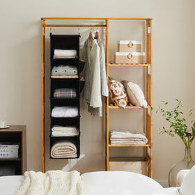 YOUDENOVA hanging closet organizer on rod shows easy suspension for organized space.