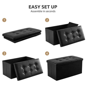 YOUDENOVA padded-seat ottoman offers comfortable resting while storing items.
