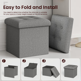 YOUDENOVA padded-seat ottoman demonstrates quick assembly suitable for dorms and apartments.