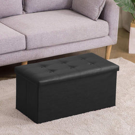 Youdesure padded-seat ottoman in black offers comfortable seating for living spaces
