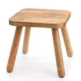 Youeon 12 inch square wooden stool in full view for compact spaces.