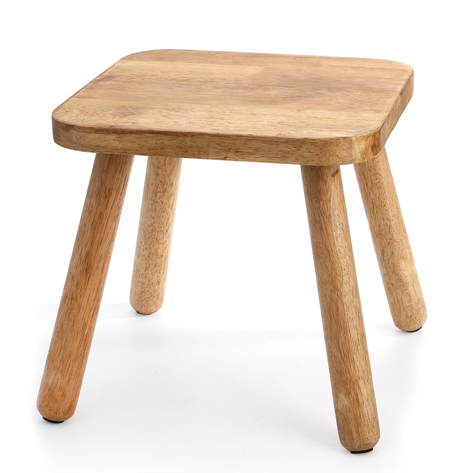 Youeon 12 inch square wooden stool in full view for compact spaces.