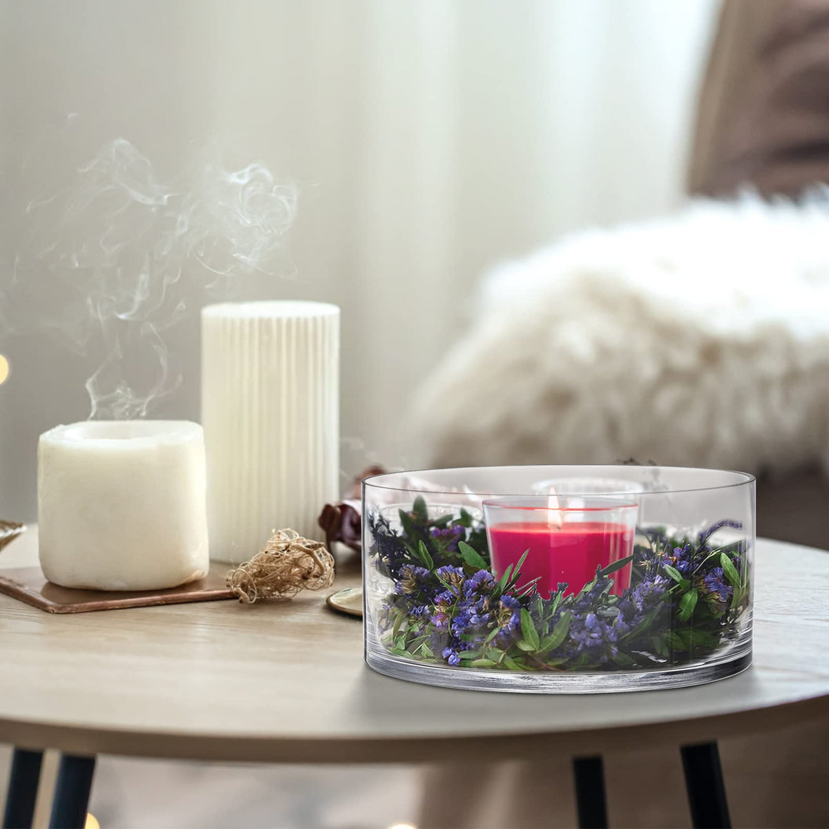 Youeon pillar candle holder vase blends ambiance with practical display.