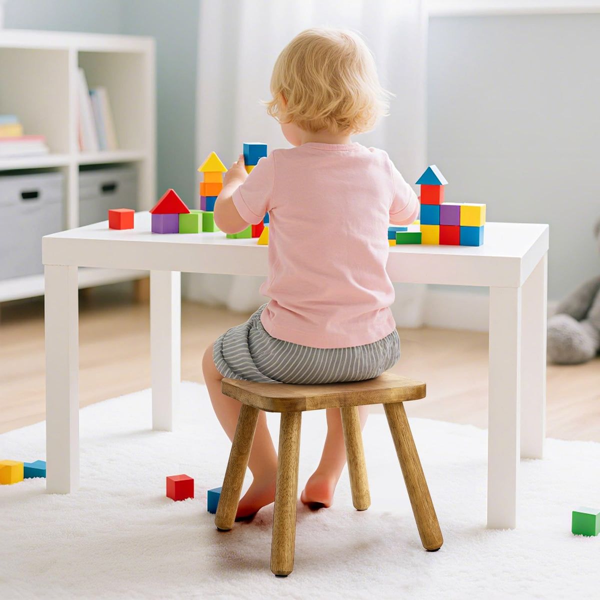 Youeon 12 inch square stool shown for multipurpose use as seat or step.