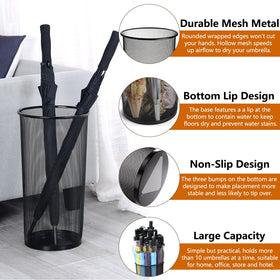 Youeon umbrella holder showing a sturdy base that resists tipping with heavy umbrellas.