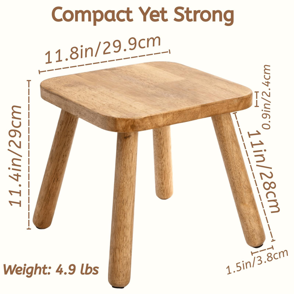 Youeon wooden stool with anti-slip feet for floor protection and stability.