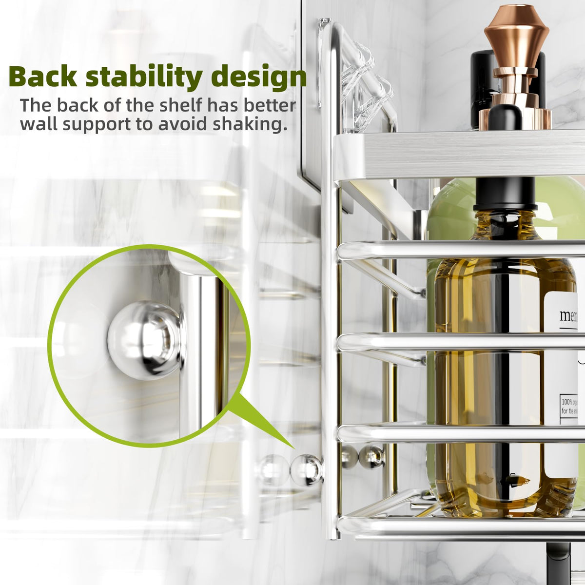 Yougai Shower Caddy adhesive system, holds up to 40 pounds.