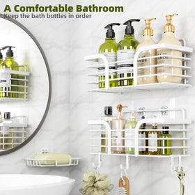 Yougai Shower Caddy drainage bottom keeps shelves dry after use.
