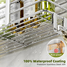 Yougai Shower Caddy hollow bottom drainage for quick drying.