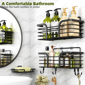 Yougai shower caddy middle shelf stores soaps and razors efficiently
