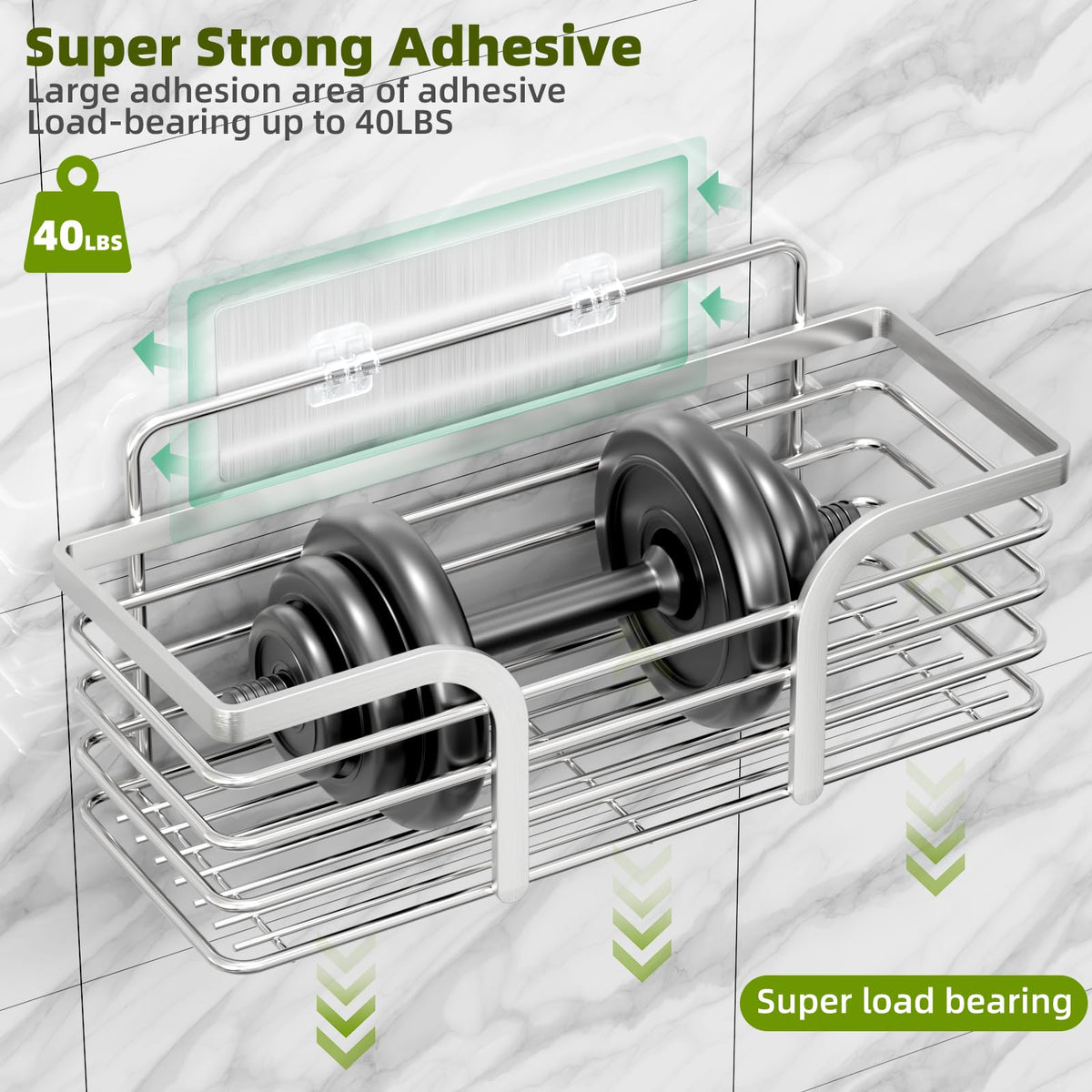 Yougai Shower Caddy no-drill installation on smooth walls.
