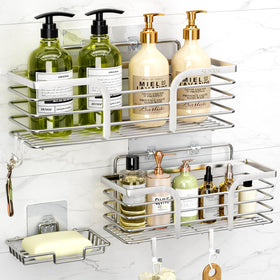 Yougai Shower Caddy wall-mount silver, rustproof and organized.