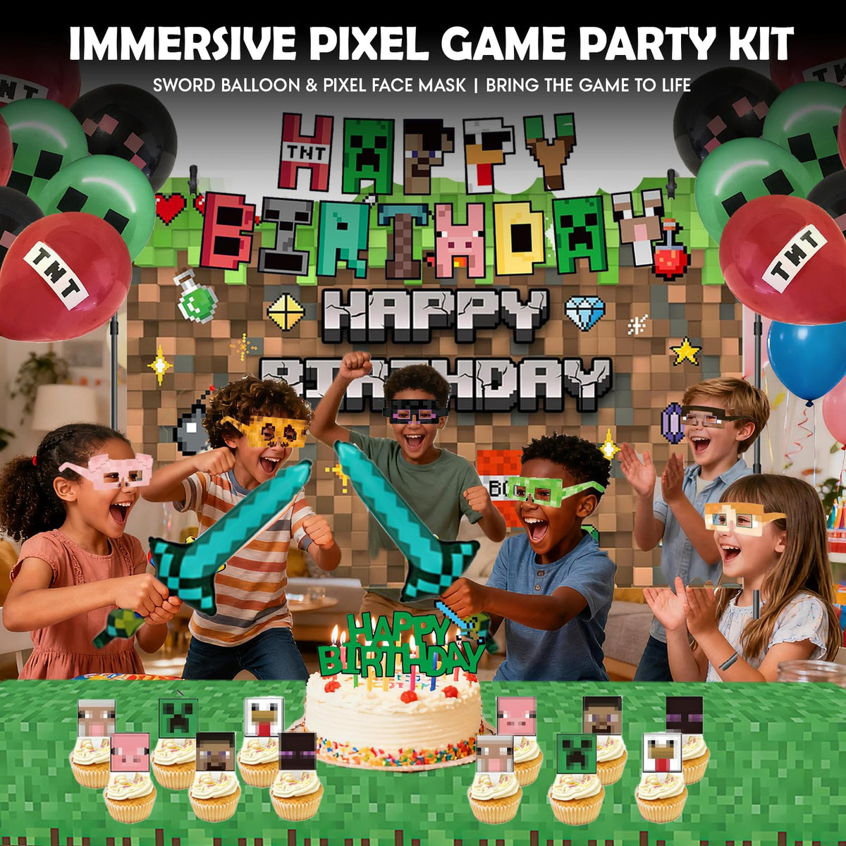 Youkali Pixel cupcake toppers decorate treats with playful precision.
