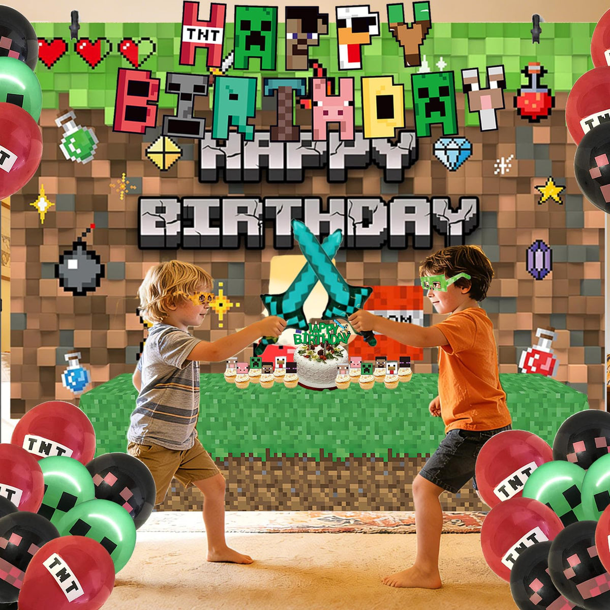 Youkali Pixel latex balloons add vibrant color and lift.
