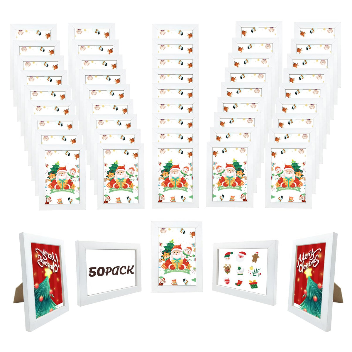 YOUKE OLA bulk 50 white 4x6 frames for easy photo display.