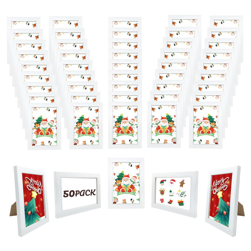 YOUKE OLA bulk 50 white 4x6 frames for easy photo display.