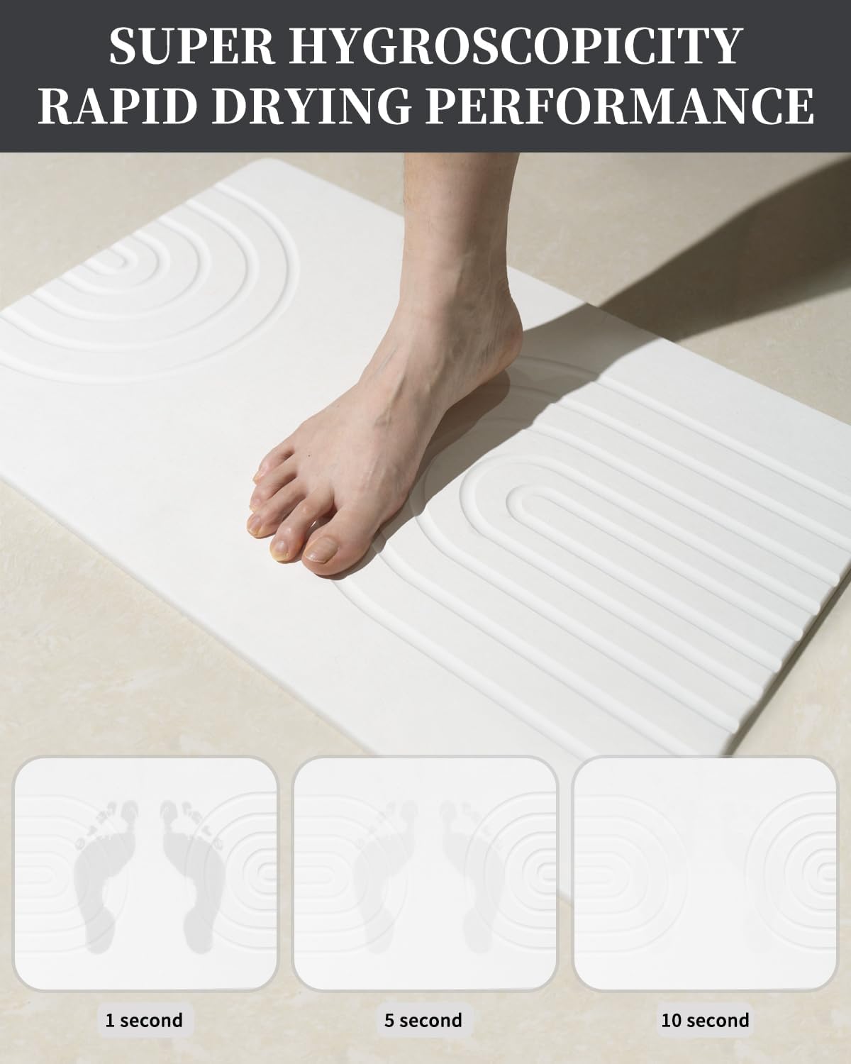 YOULTTAN diatomaceous earth mat anti-slip design keeps you steady after shower.