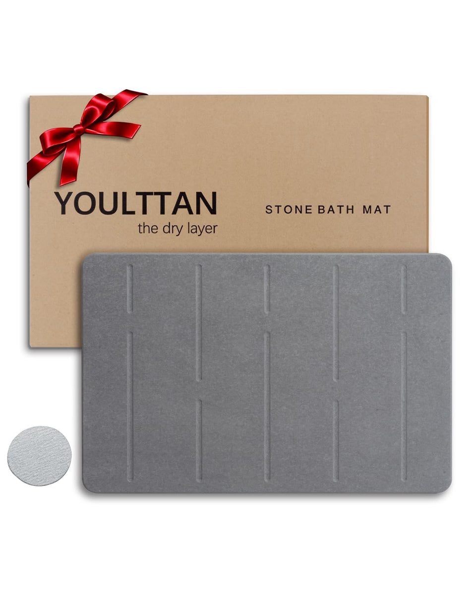 YOULTTAN Stone Bath Mat 24x16 keeps floors dry after showers.