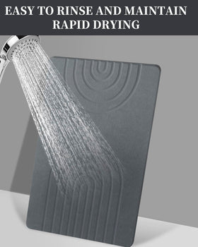 YOULTTAN grey semicircle bath mat blends with bathroom styling and durability.