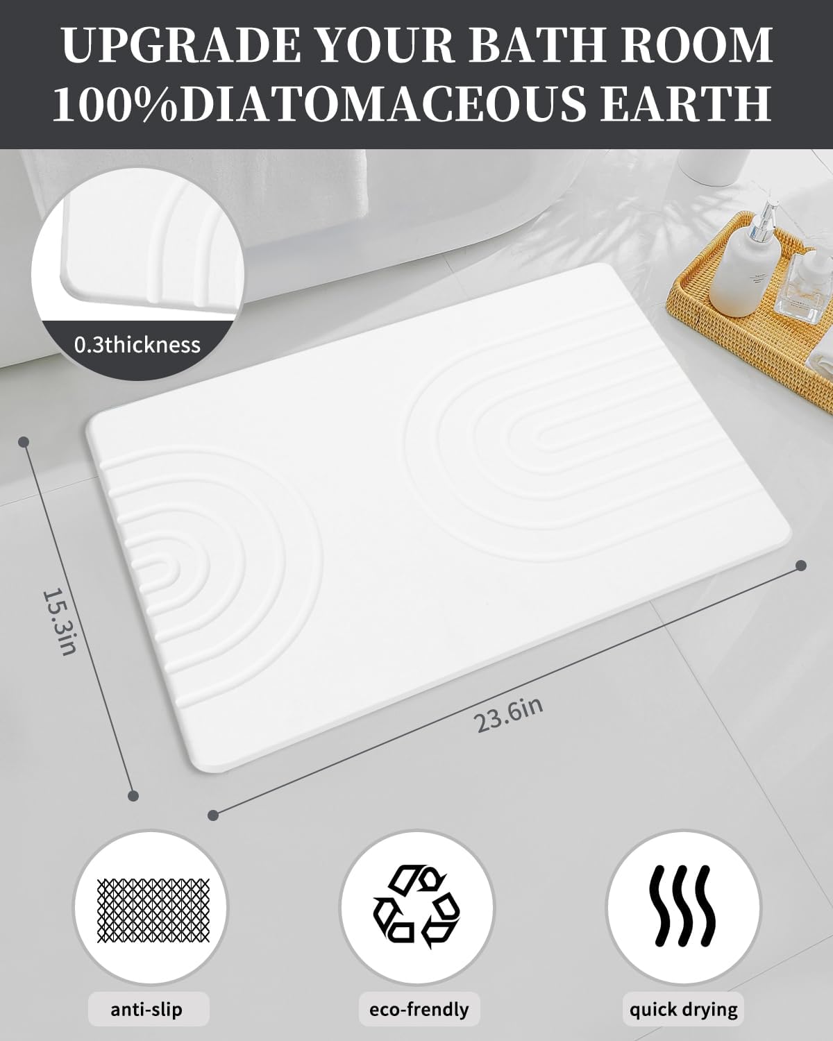 YOULTTAN Stone Bath Mat quick-dry action keeps floors dry after showers