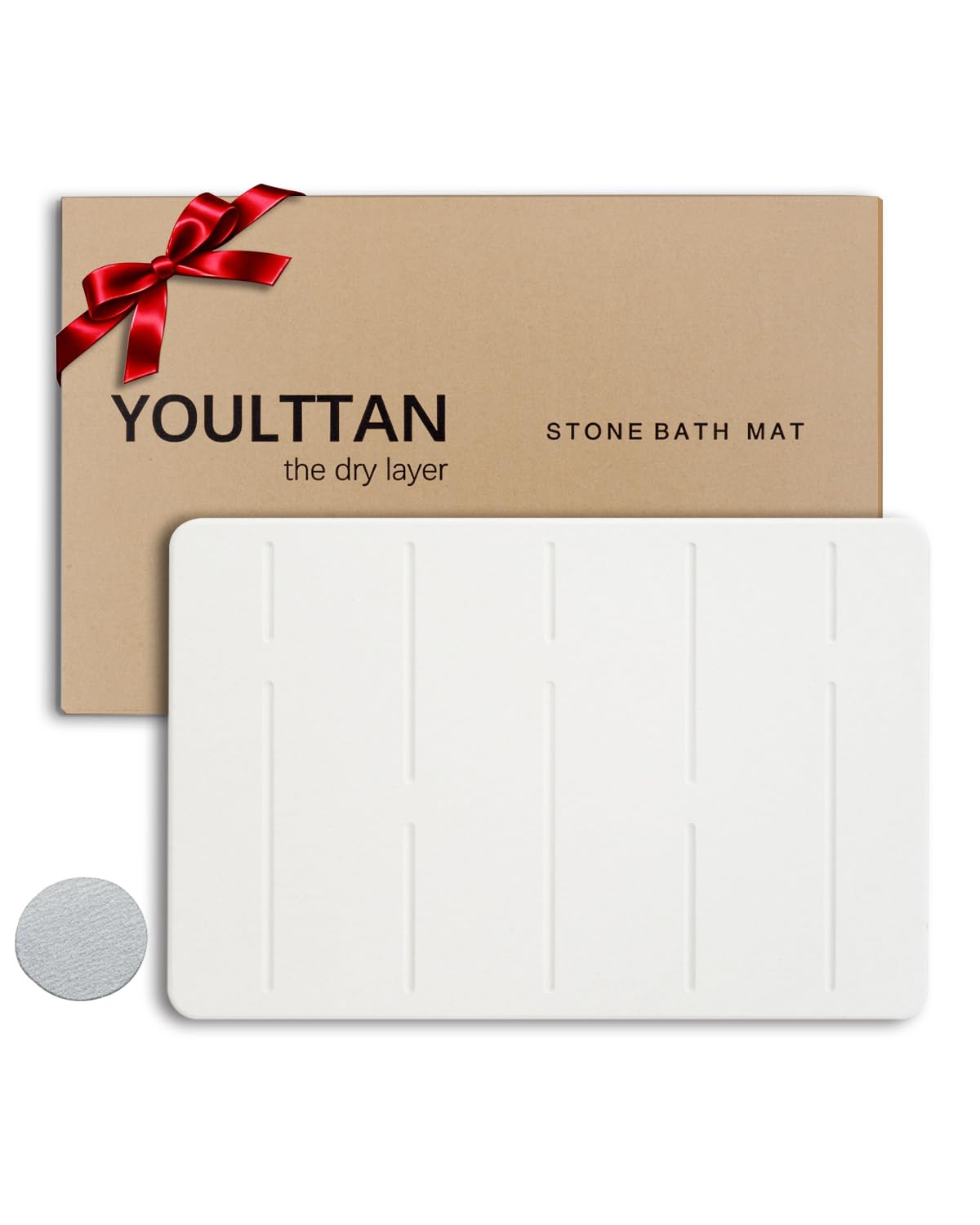 YOULTTAN Stone Bath Mat top view with a clean white finish for modern style