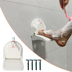 Youmtool shower foot rest adheres securely to tiled walls for stable shaving.