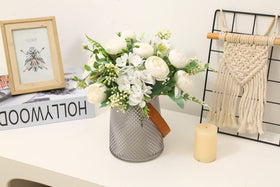 YoungJewl light yellow bouquet with peony heads, hydrangea, and berries for decor